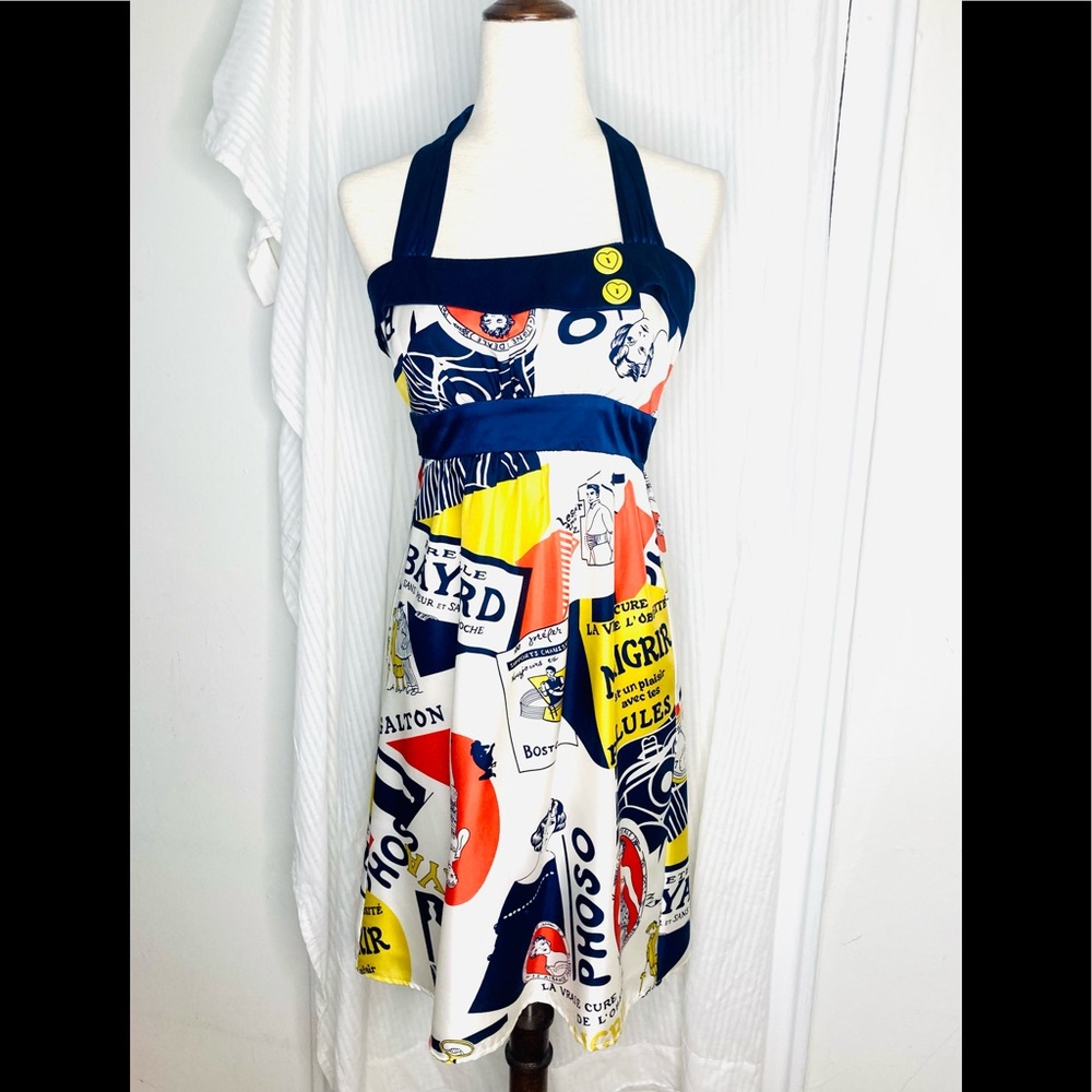 SOLD Voom by Joy Han 100% Silk Halter Dress, Sz Small - Picture 1 of 7